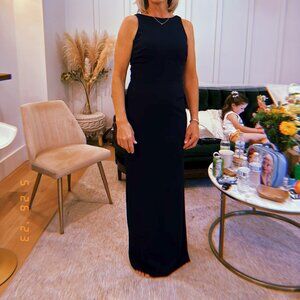 Anthropologie Significant Other Lana Cowl-Neck Tie-Back Satin Maxi Dress